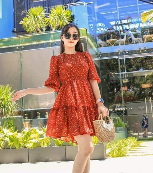 [Mẫu Mới]Đầm Nữ Hở Lưng Dáng Xòe 2 Tầng Chất Liệu Lụa Hàn Thiết Kế Tiểu Thư HARI