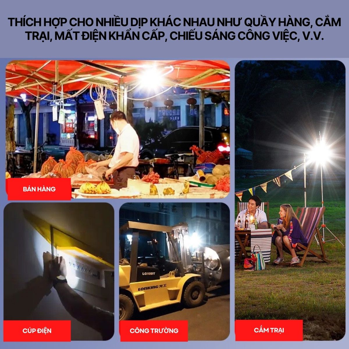 Đèn LED năng lượng mặt trời 120W, Bóng đèn tích điện Siêu sáng có 5 chế độ Remote điều khiển- BH 12 Tháng