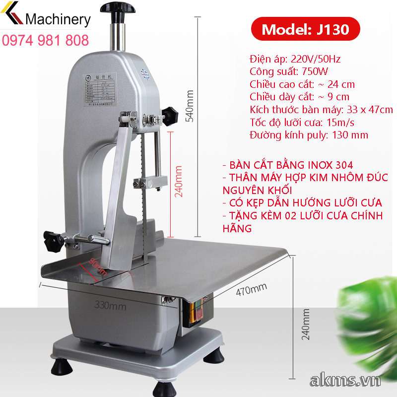 Bone Saw Machine model J130, 750W, comes with 2 extra blades