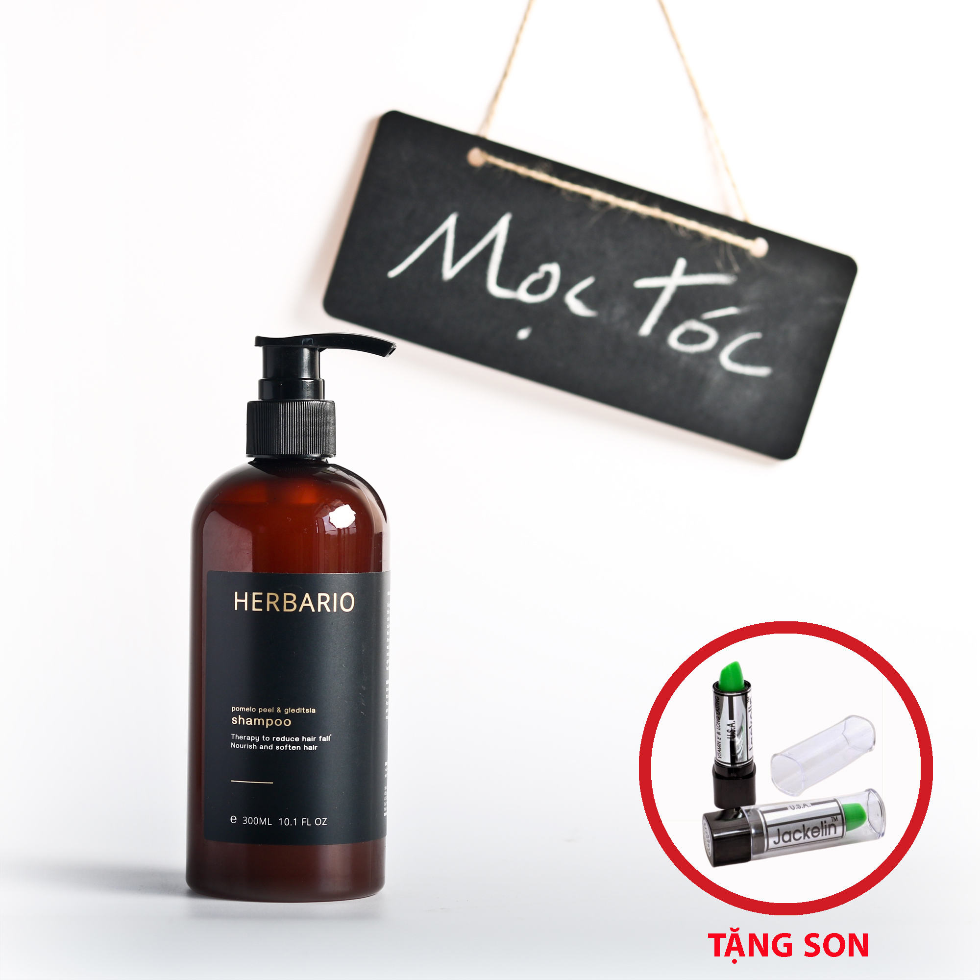 [HCM]Dầu gội bưởi bồ kết giúp tóc chắc khỏe 300ml tặng son Jackerlin Thái Lan giảm rụng tóc giúp tóc nhanh dài và dày