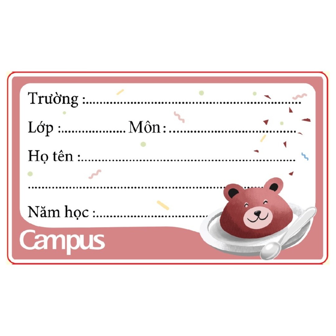 Combo 5 túi Nhãn Vở Food Campus NT-FOD12 (12 Nhãn/Xấp)