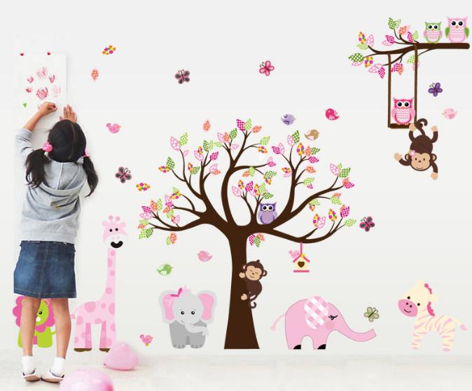 [HCM]Decal trang trí Thú và Cây Hồng size lớn