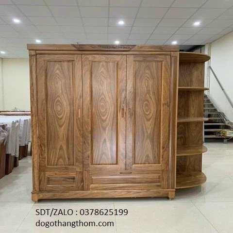 Tủ quần áo gỗ hương xám 4 cánh