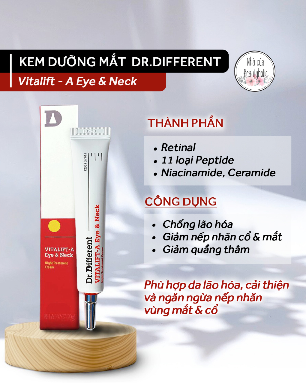 Kem chống nhăn mắt và cổ dr.different vitalift-a eye & neck