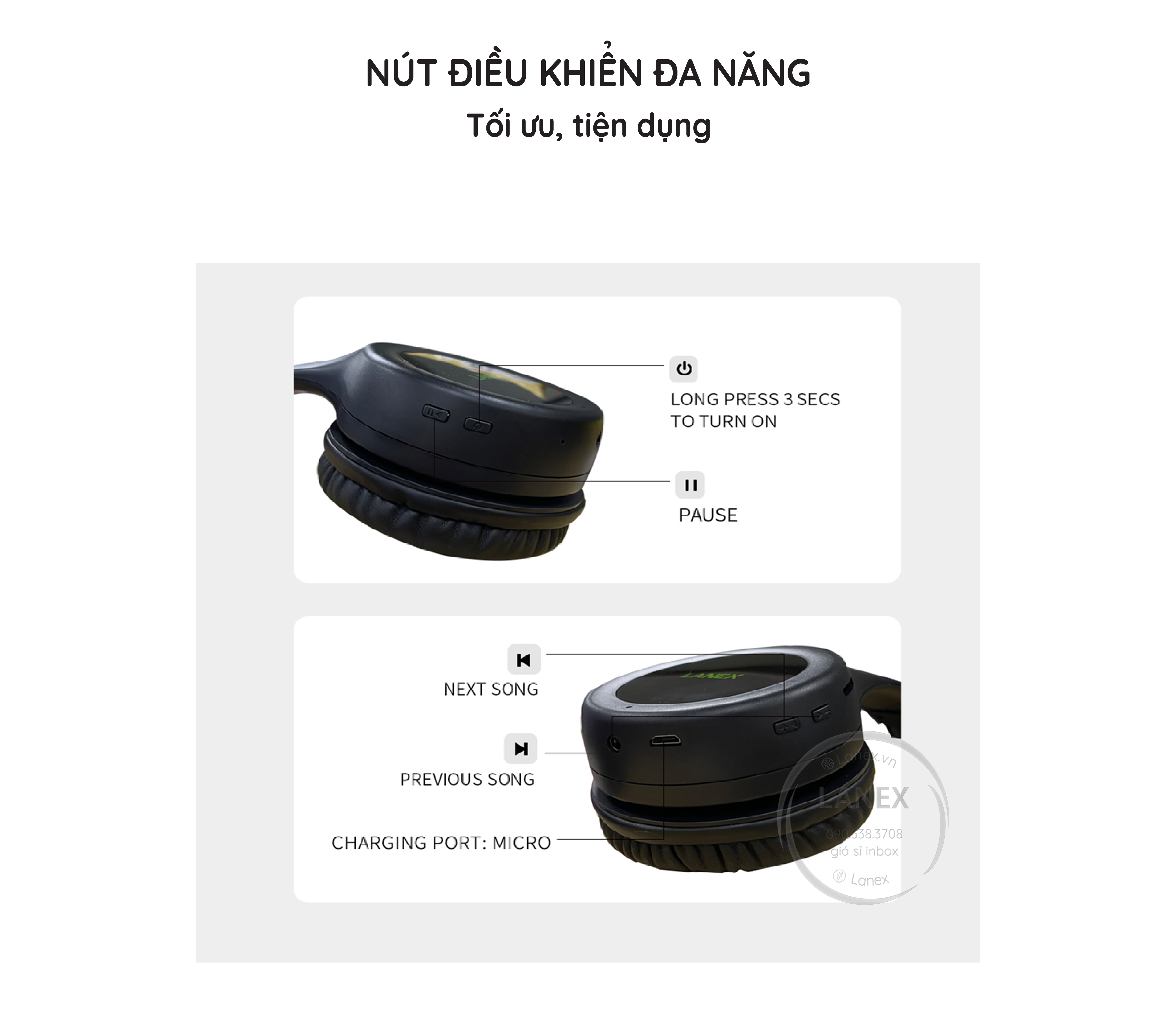 Tai Nghe Bluetooth Lanex Lt01 Headphone V5.0 Có Mic