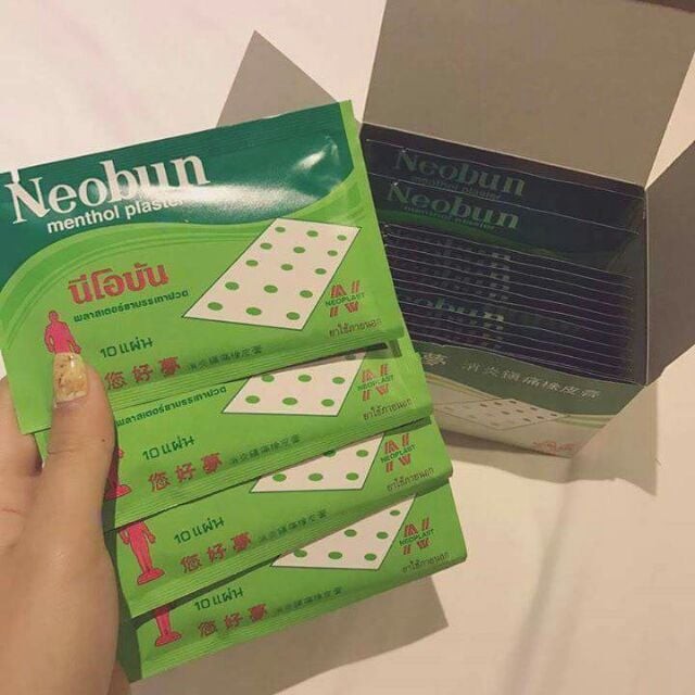 1Gói (10 Miếng) Cao Dán Giảm Đau Neobun Menthol Plaster