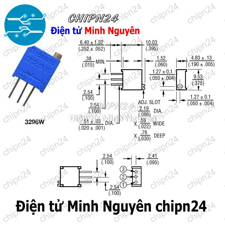 [3 con] (K378) Biến trở tinh chỉnh Dọc 3296W 20K (203) (Biến trở VR vi chỉnh W203) - HH000156