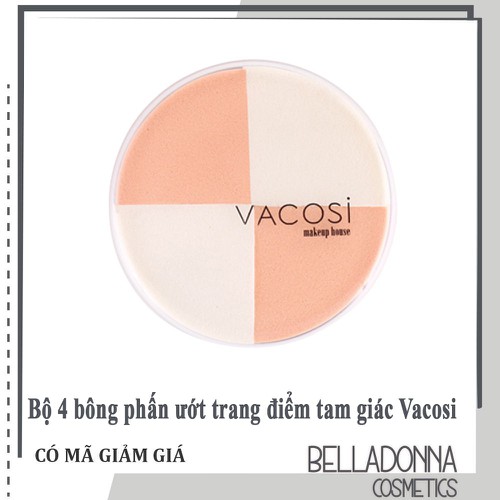 Bộ 4 bông phấn ướt trang điểm tam giác Vacosi collection Pro-makeup - BP13