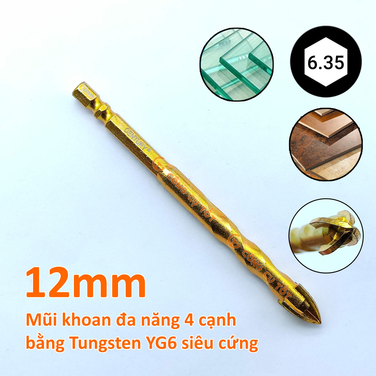 Mũi khoan đa năng 4 cạnh Century bằng Tungsten YG6 siêu cứng
