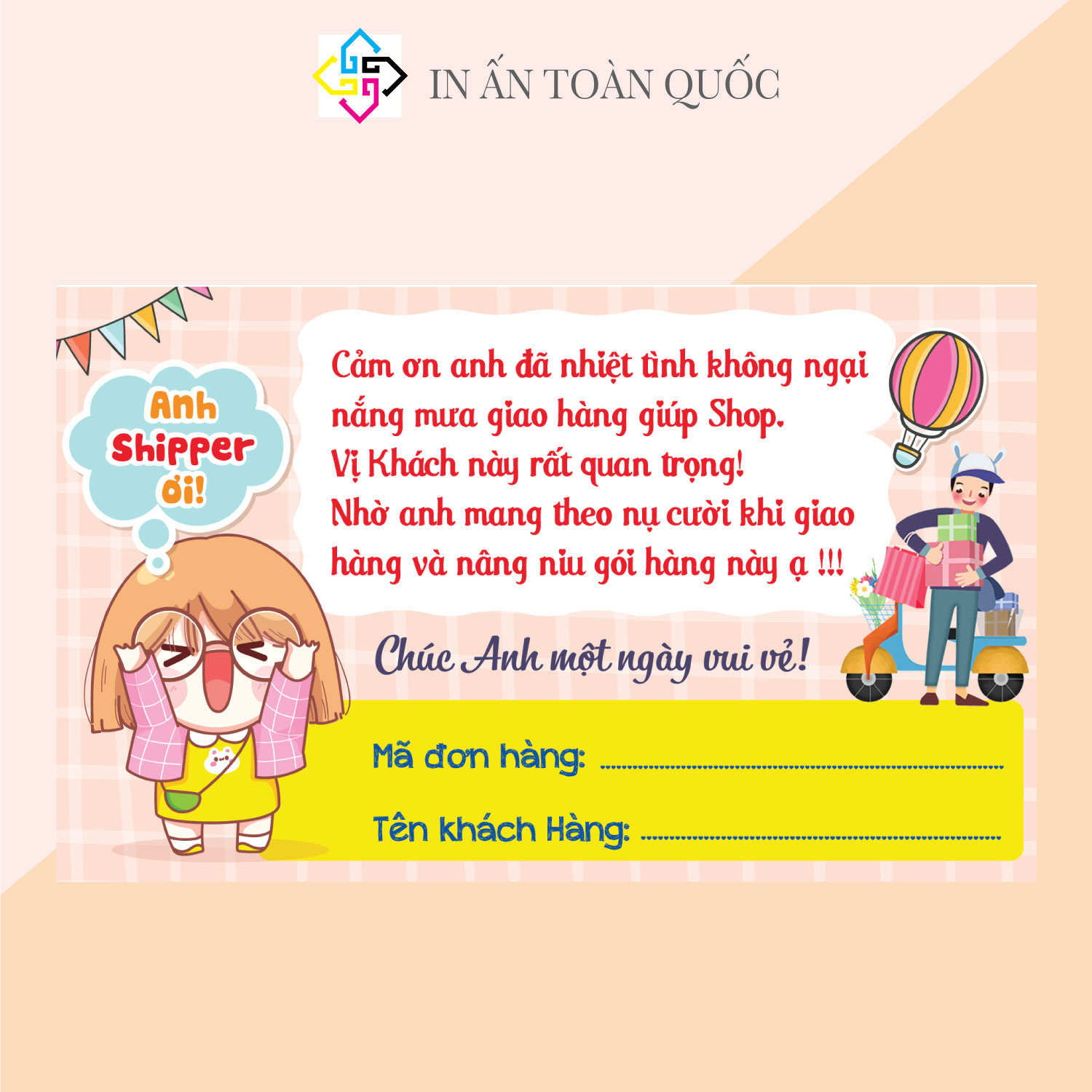 Tem nhãn decal dán hàng cod cảm ơn anh shipper 100 cái