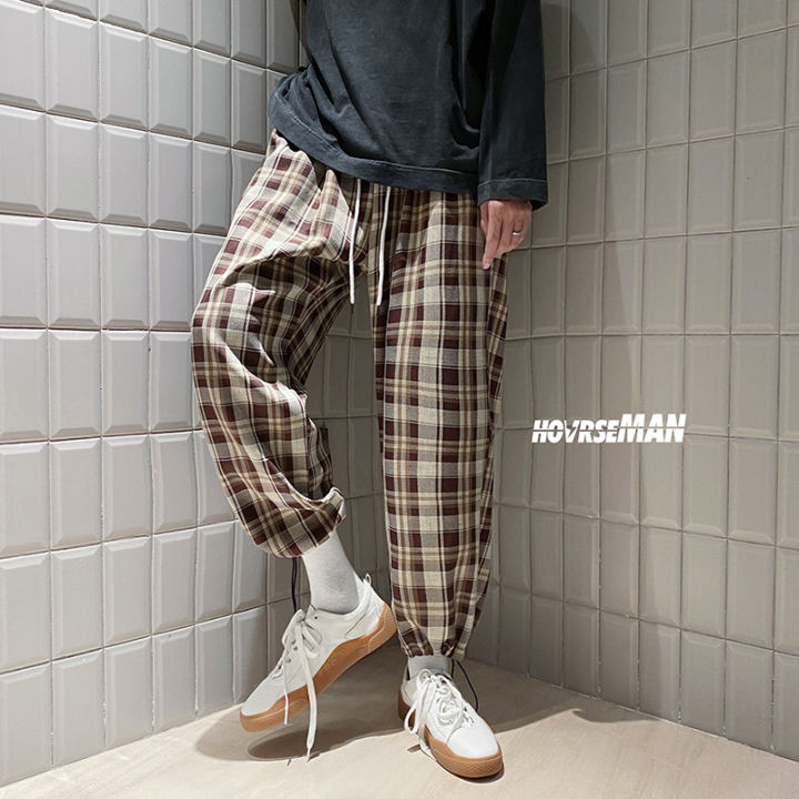 men's plaid cropped pants