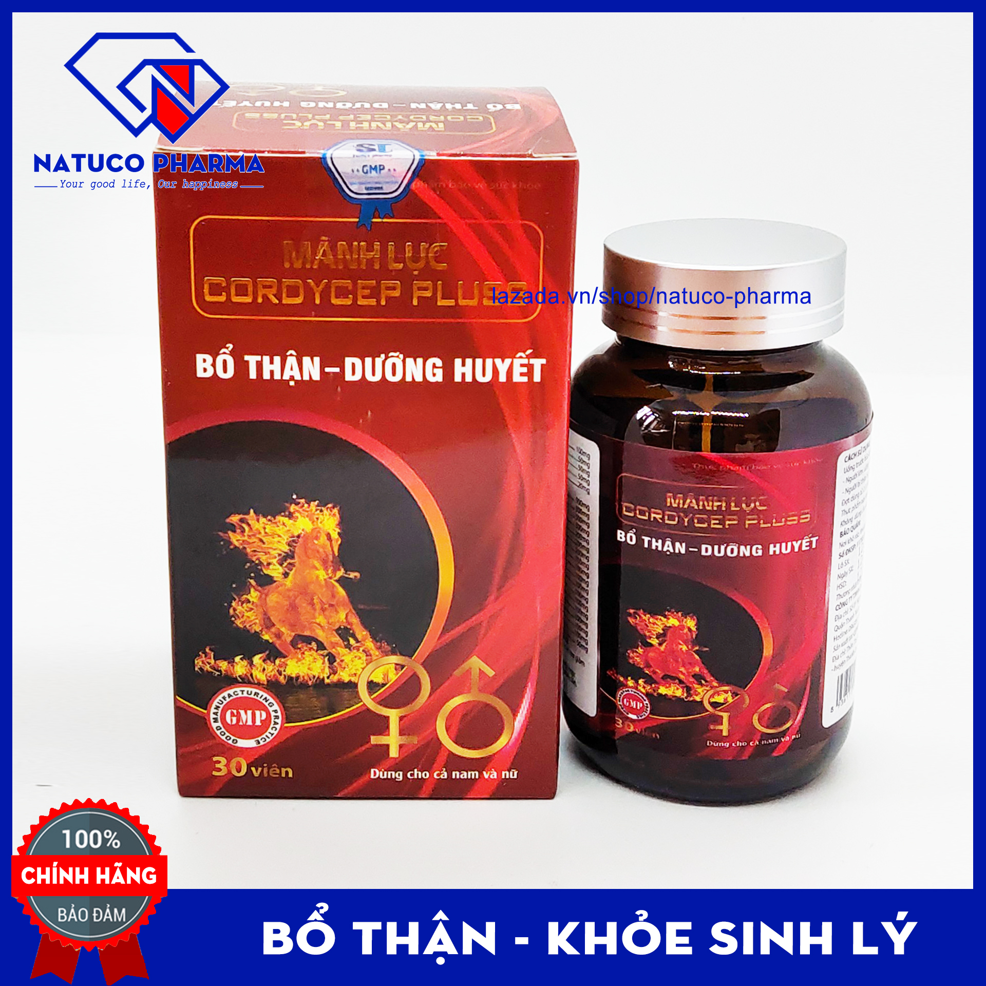 Viên uống bổ thận Mãnh Lực Cordycep Pluss Red - giúp bổ thận, tráng dương tăng cường sinh lý, giảm tiểu đêm, đau lưng mỏi gối - Hộp 30 viên Hàu biển, lộc nhung, đông trùng hạ thảo