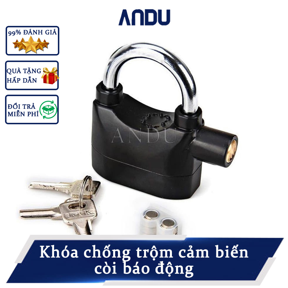 Khóa Chống Trộm Cảm Biến Còi Báo Động, Ổ Khóa Chống Trộm Được Thiết Kế Hiện Đại, Thông Minh