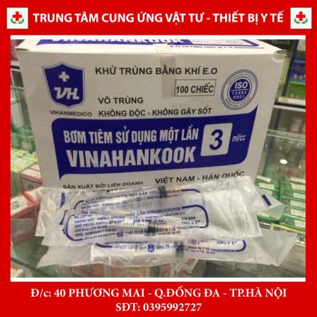 Hộp 100 bơm tiêm Vinahankook sử dụng 1 lần 1cc/ml, 3cc/ml, 5cc/ml