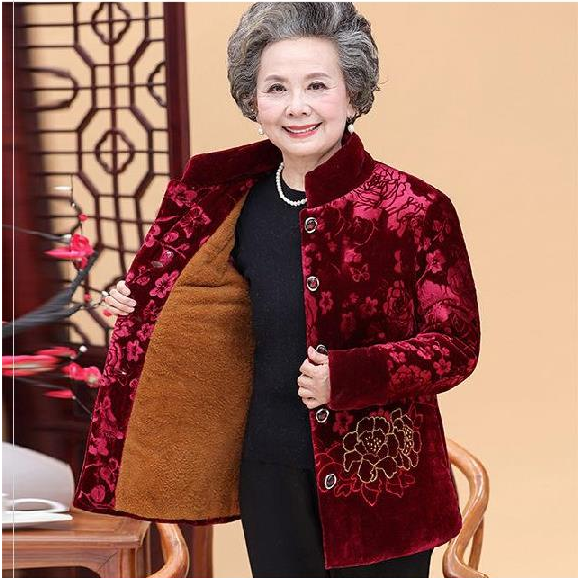 Áo Khoác Nhung Lót Lông Bà Già
