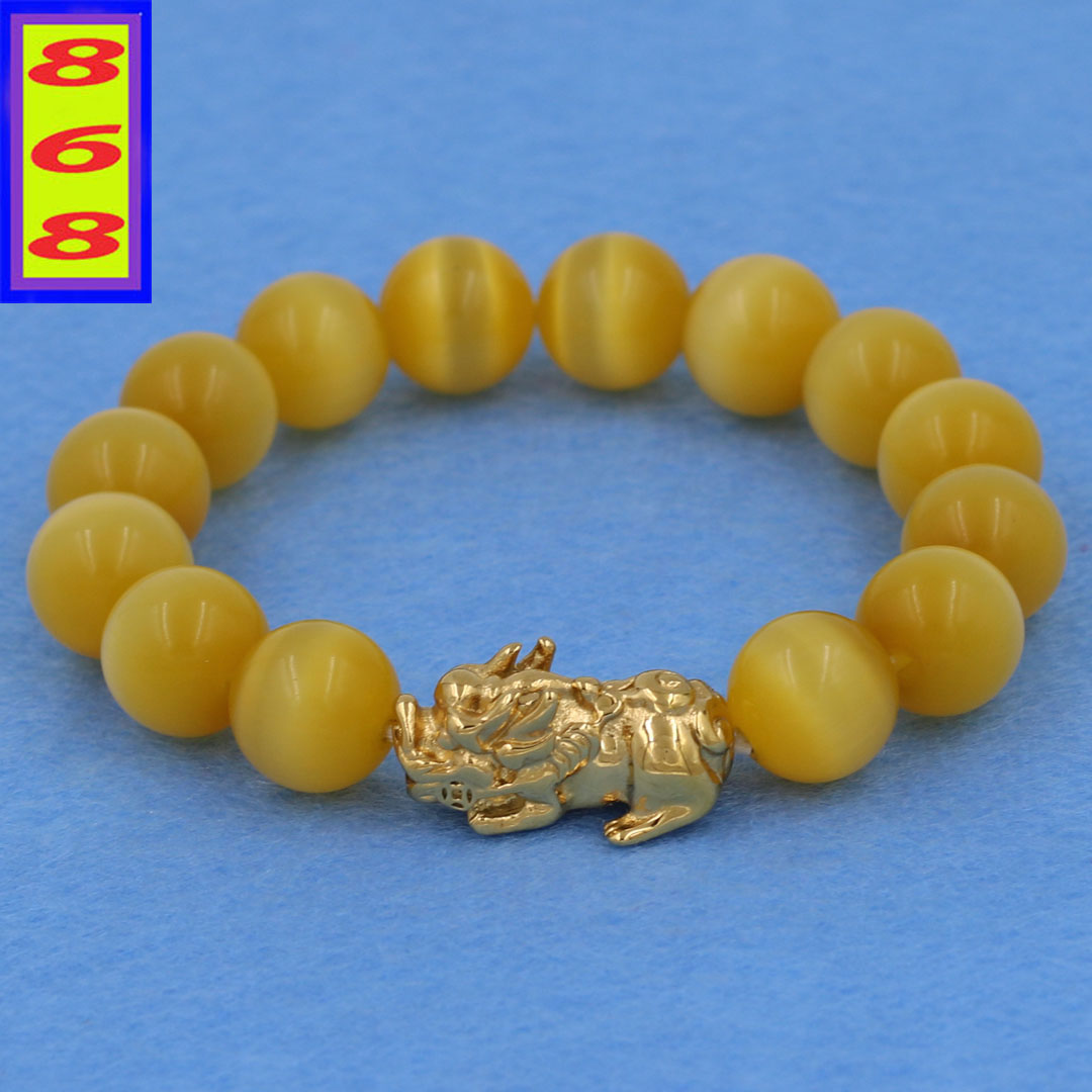 [Par needle, tory] bracelet cat eye stone gold 12 cups maidservant retired feng shui stainless steel Gold VMEVTHHBV12 + velvet box-Case par needle, par Tory