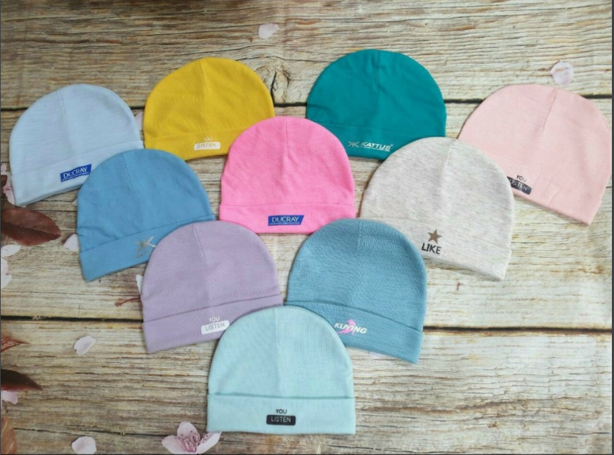 Nón cho bé sơ sinh cotton co giãn 4 chiều thoáng mát (1cai)