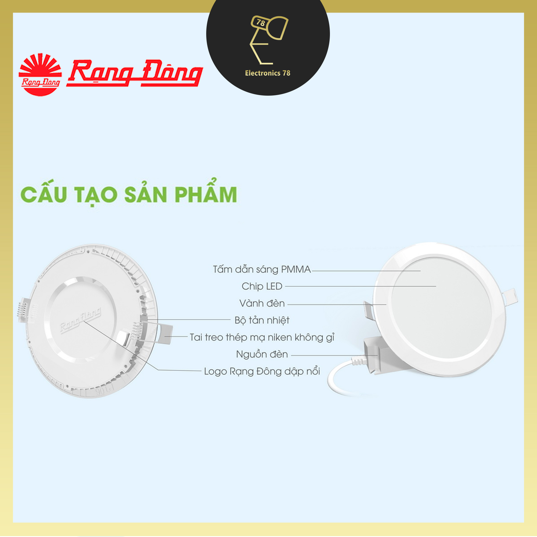 [Chính Hãng] Đèn Led Panel Âm Trần Rạng Đông PT04 - 7W, 9W, 12W - Ánh sáng Trắng / Vàng / Đổi màu