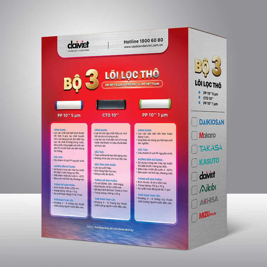Bộ 3 lõi lọc thô máy lọc nước