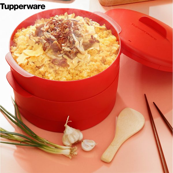 [ TUPPERWARE ] XỬNG HẤP 2 TẦNG ( màu đỏ )-TẶNG 1 DỤNG CỤ GỌT VỎ