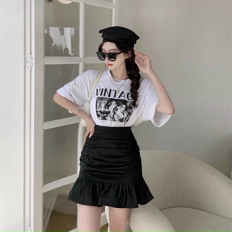CHÂN VÁY ĐUÔI CÁ NHÚNG CÓ QUẦN TRONG