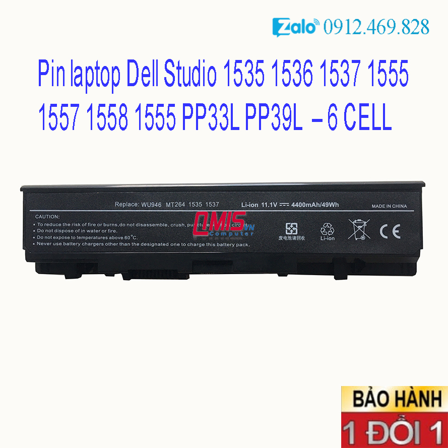 Pin laptop dell studio 1535 1536 1537 1555 1557 1558 1555 pp33l pp39l – 1535 – 6 cell