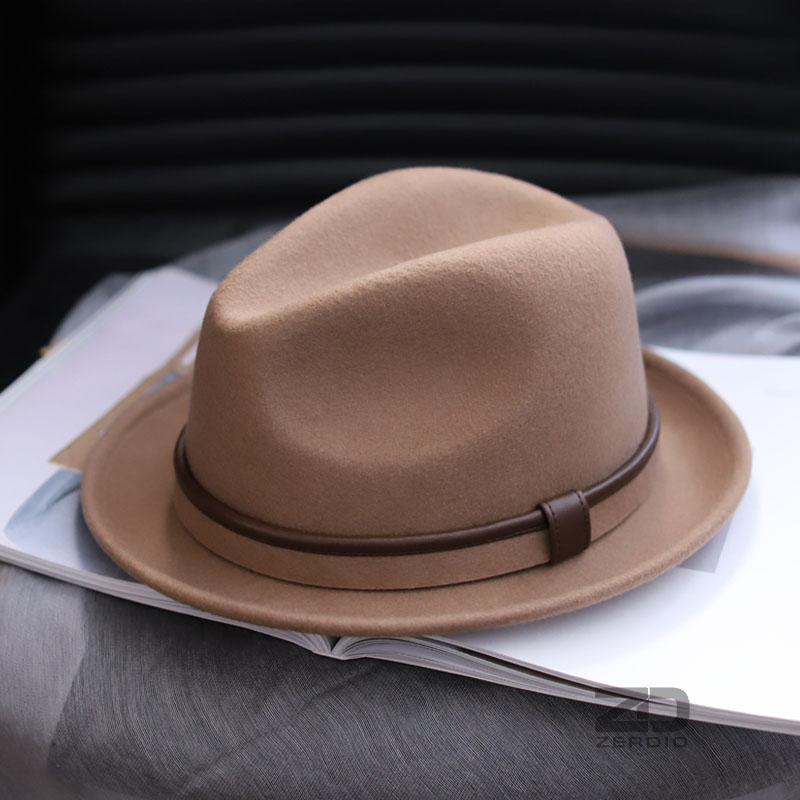 Mũ phớt nam lông cừu cao cấp, nón fedora phong cách cổ điển mp049