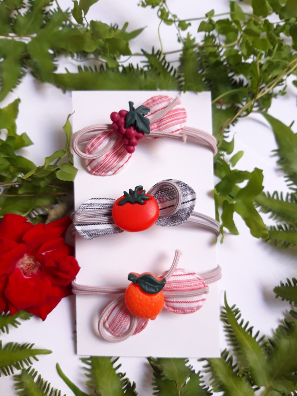 Set of 3 Super Sturdy 4-Season Fruit Hair Ties.