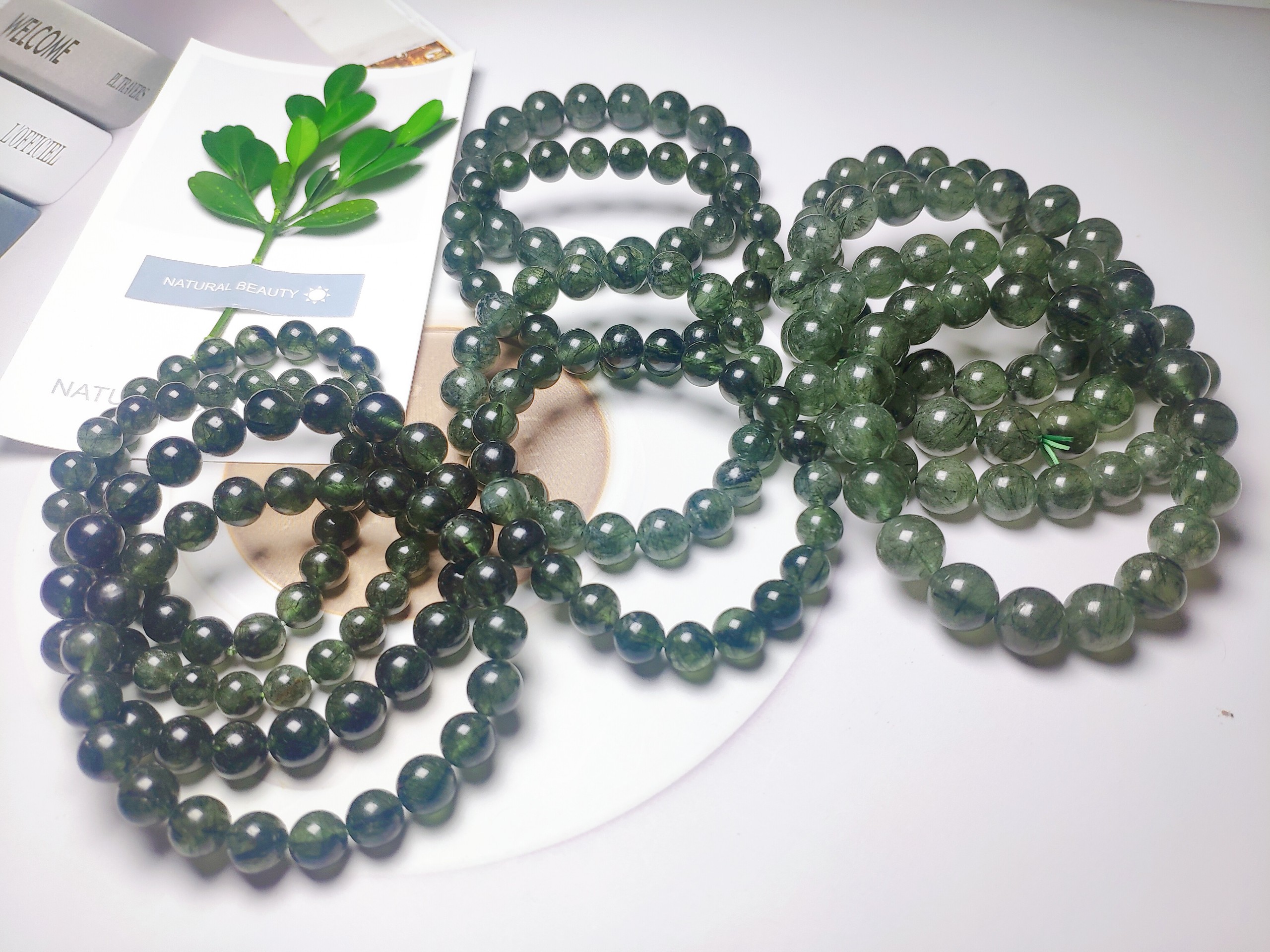 Vòng tay thạch anh tóc xanh thiên nhiên size 8-9-10 li hàng chuẩn lên nhiều tóc, loại xịn cực đẹp