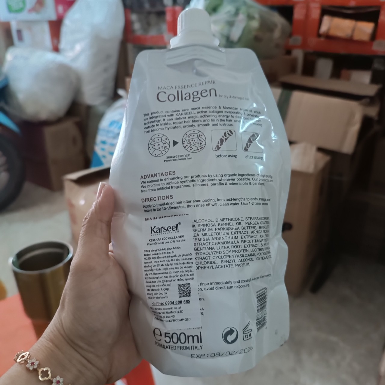 Dầu Hấp Tóc Collagen Karseell Siêu Mượt 500Ml