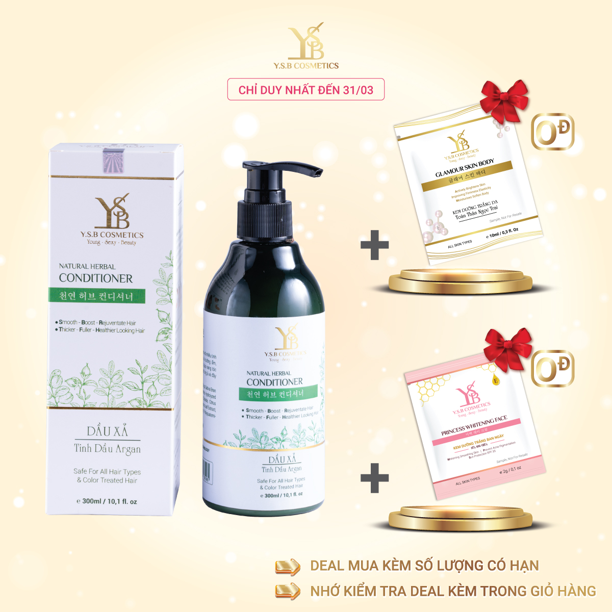 [HCM][YSB Cosmetics] Dầu xả Tinh Dầu Argan NATURAL HERBAL CONDITIONER