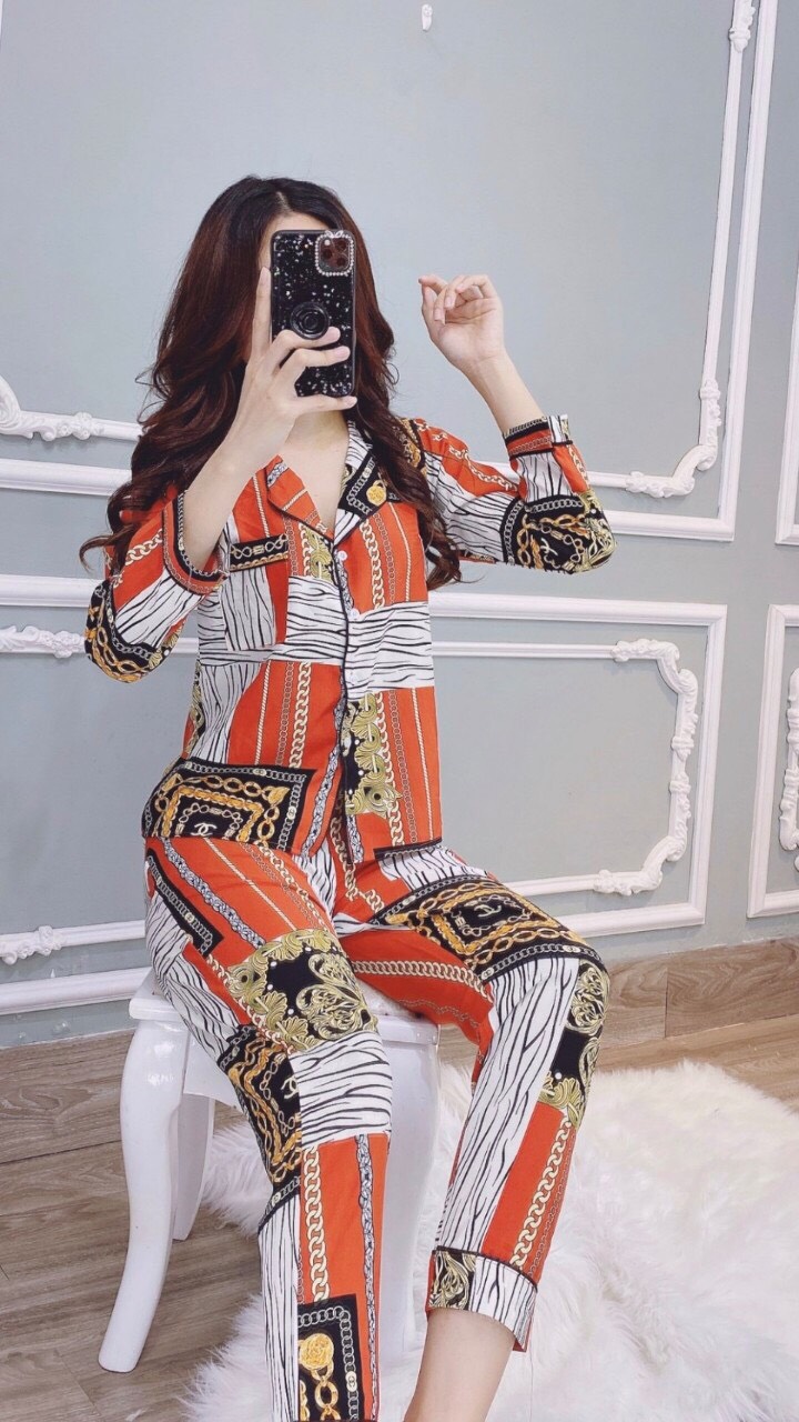 Set bộ pizama  -  vải phi lụa   - nhiều họa tiết / Có size XXL