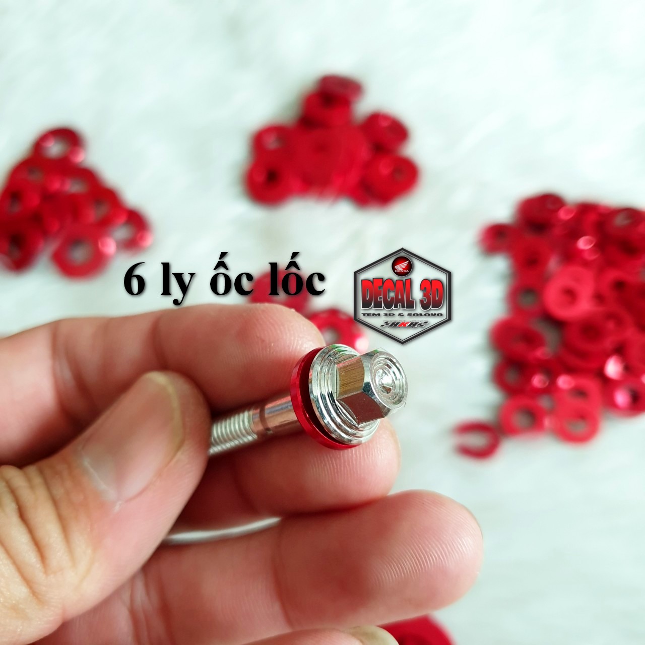 Lông đền nhôm đỏ 6 ly 8 ly 10 ly 12 ly trang trí xe máy cực đẹp giá 1 con