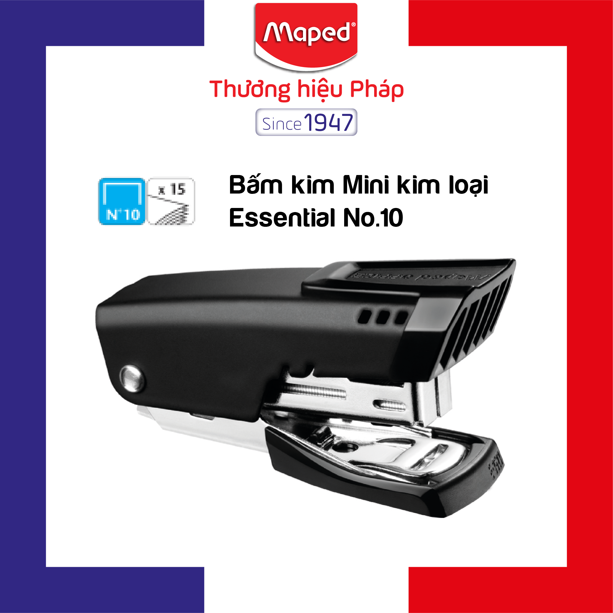 Maped - bấm kim mini kim loại essential no.10 - 1 cái