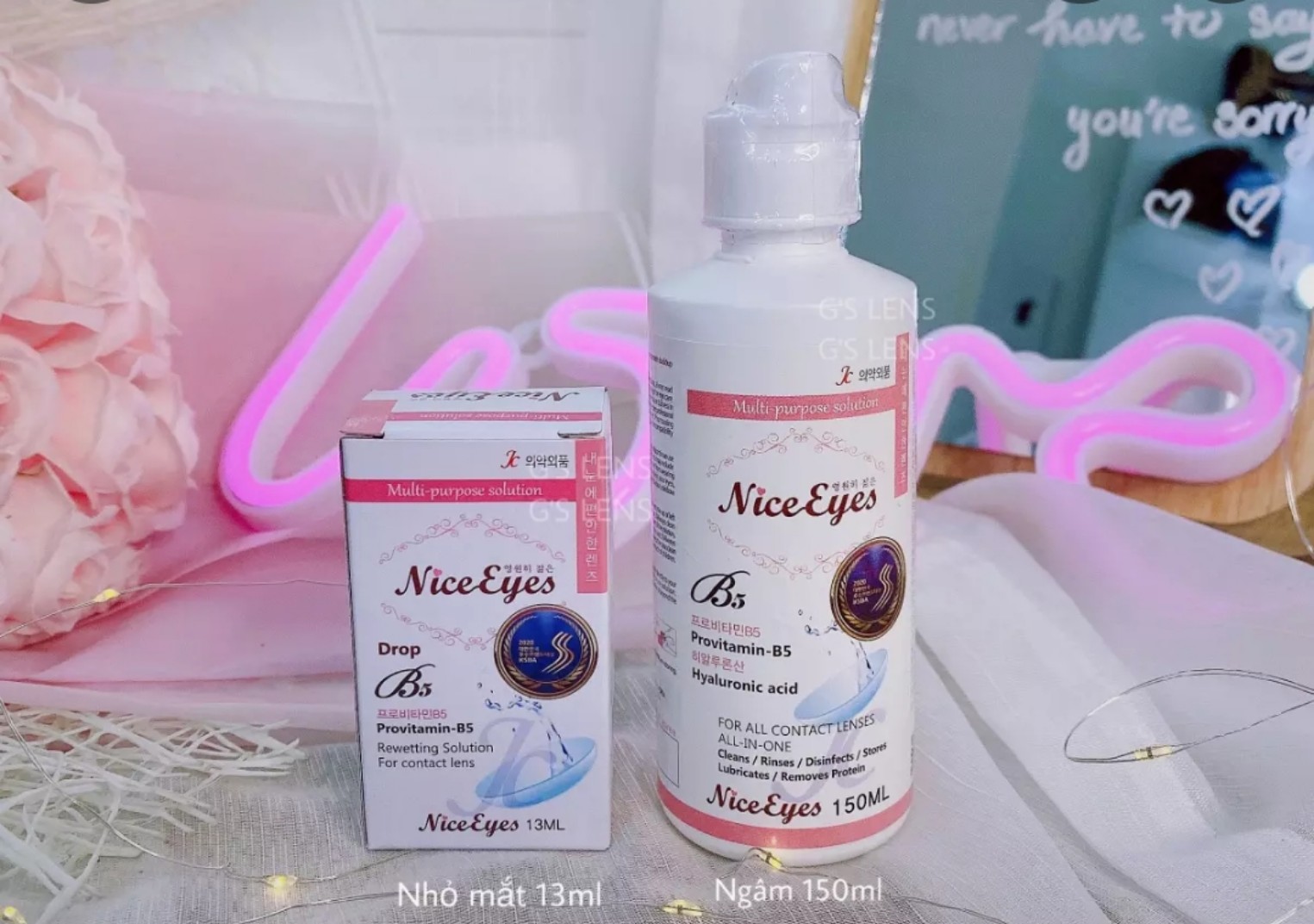 Combo 1 Nước Ngâm 150 ml Và 1 Nước Nhỏ 13 ml Lens Aqua , Niceeye, Fresheye 150ml ( 2 Chai )