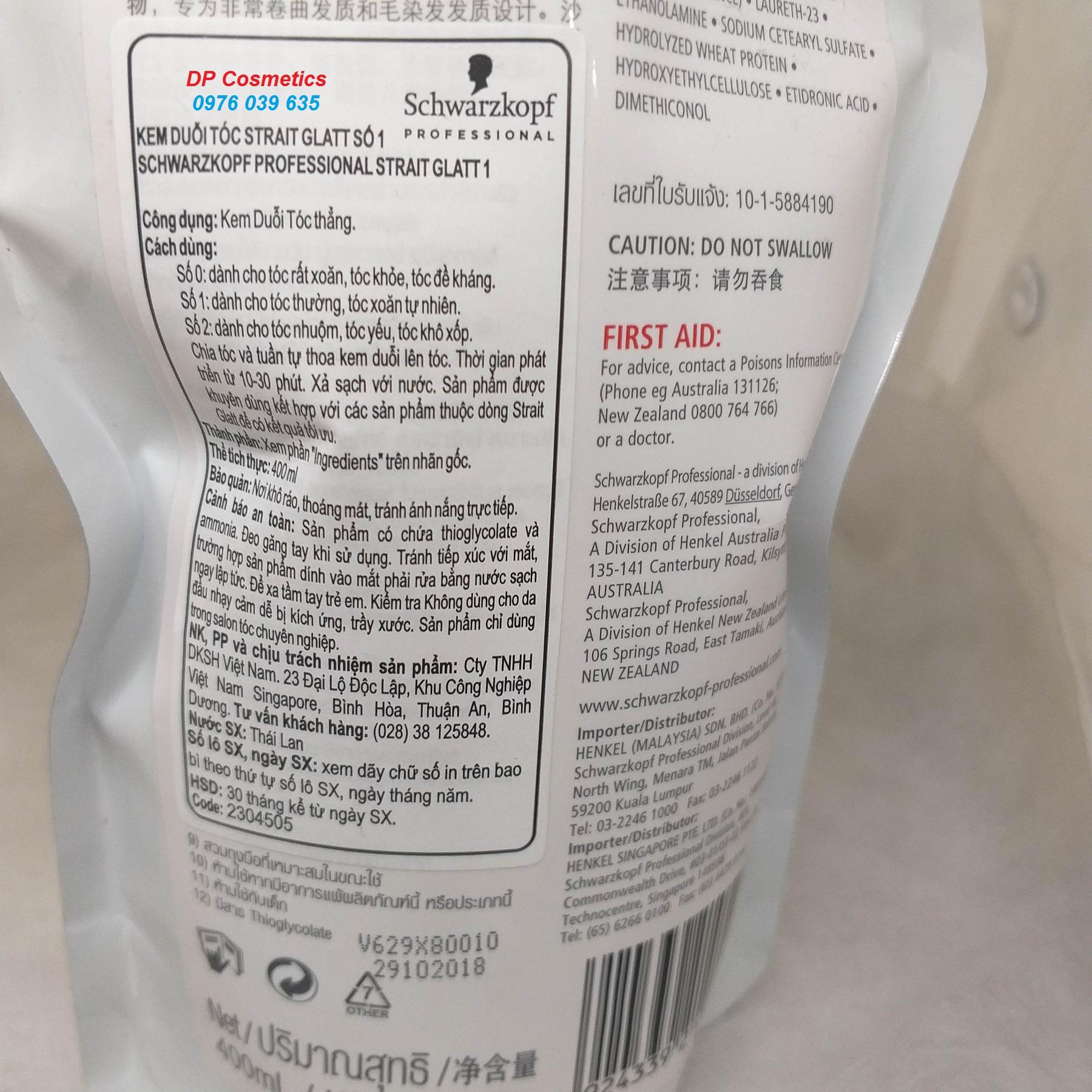 THUỐC DUỖI TÓC SIÊU THẲNG SCHWARZKOPF STRAIT GLATT400ML (NEW)
