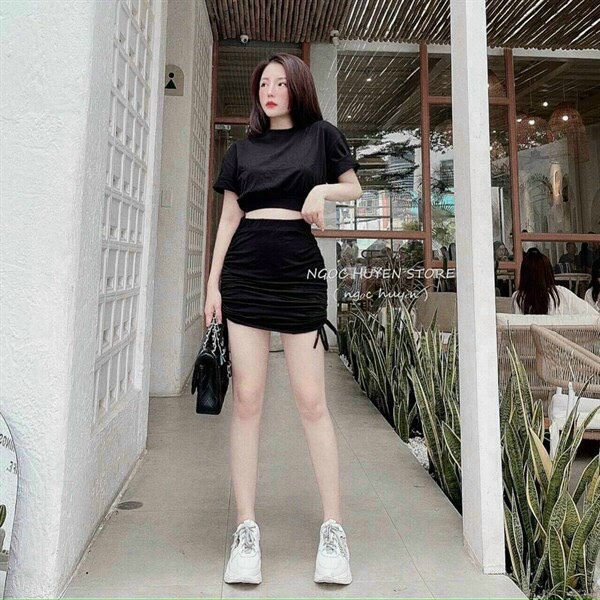 SÉT ÁO CROPTOP + CHÂN VÁY THẮT DÂY 2 BÊN SIÊU CHẤT