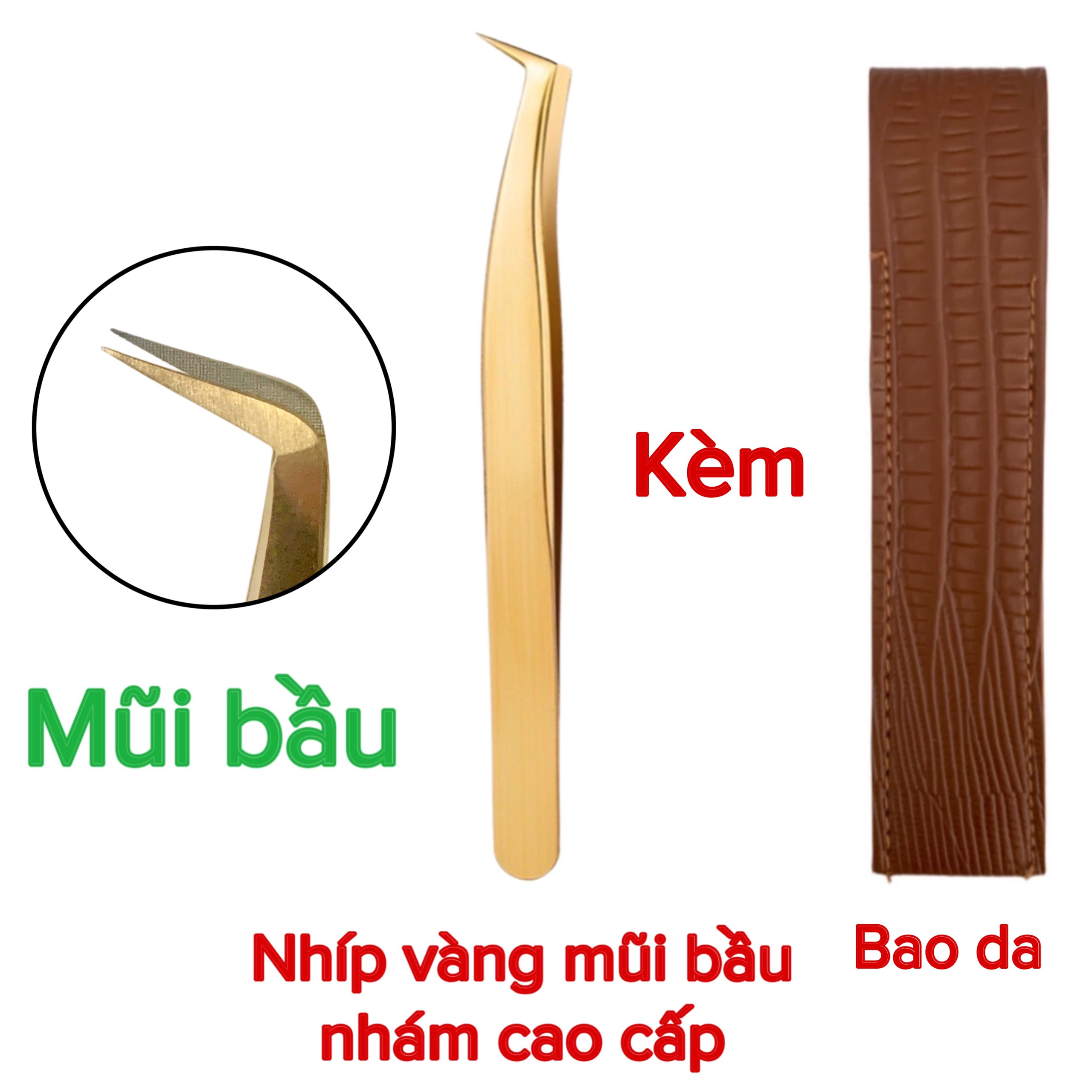 Nhíp nối mi vàng mũi nhám cao cấp dùng gắp volume (dụng cụ nối mi)
