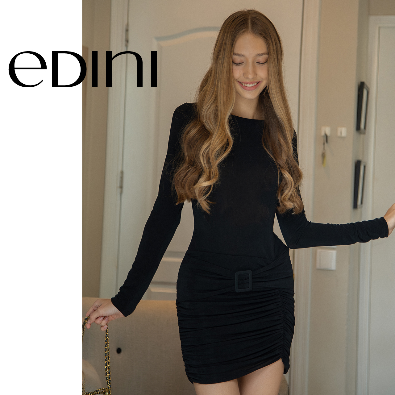 Đầm Thun Ôm Dáng Ngắn Tay Dài - EDINI - D1628