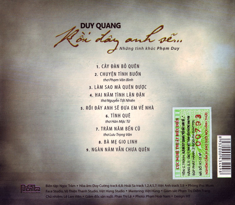 Bộ 5 đĩa CD nhạc tiếng hát Duy Quang 3