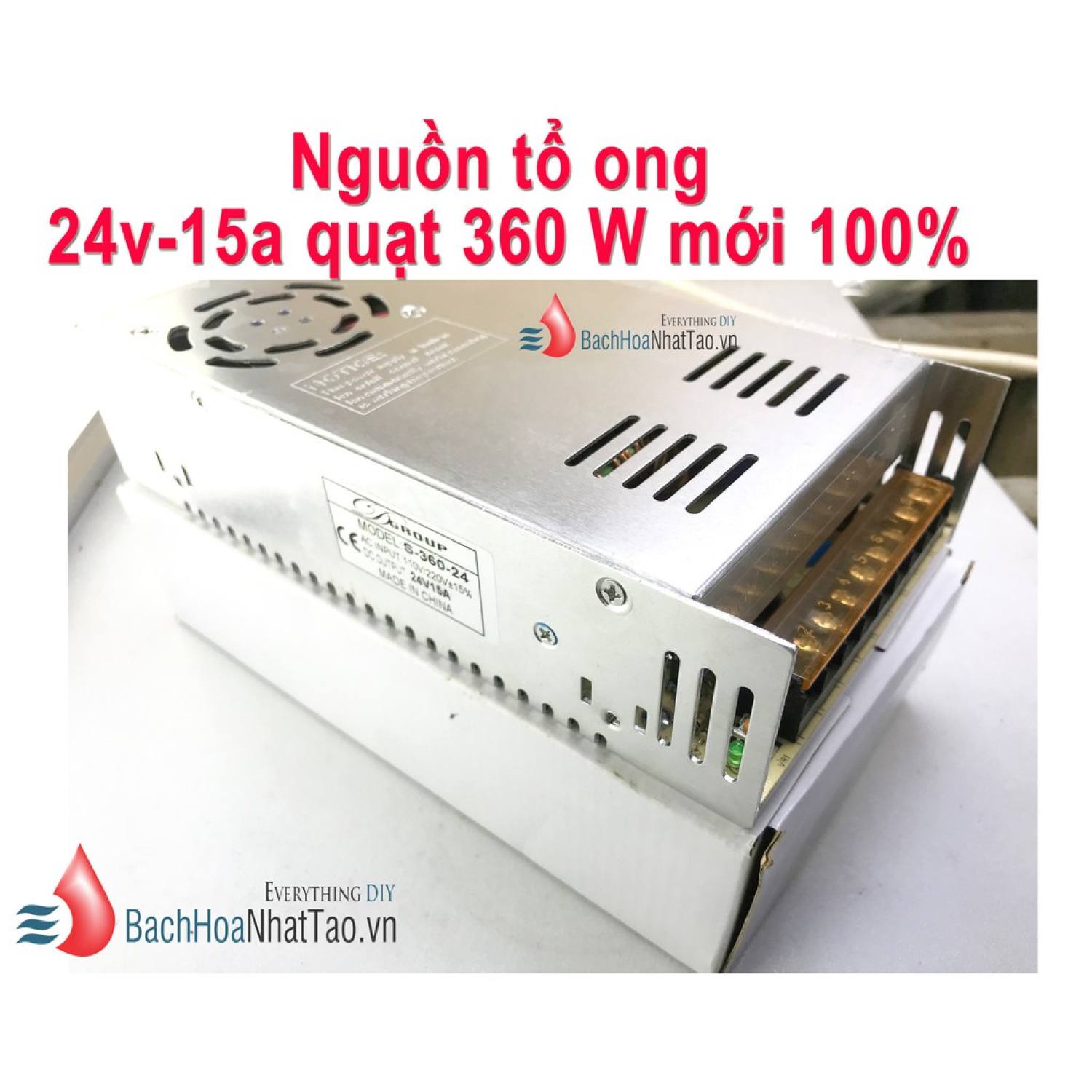 Nguồn tổ ong 24v 15a 360w mới 100% quạt