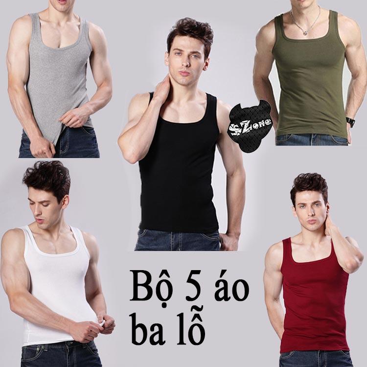Combo 5 Áo ba lỗ trơn cổ vuông nam cá tính, Áo ba lỗ nam cổ vuông SA455