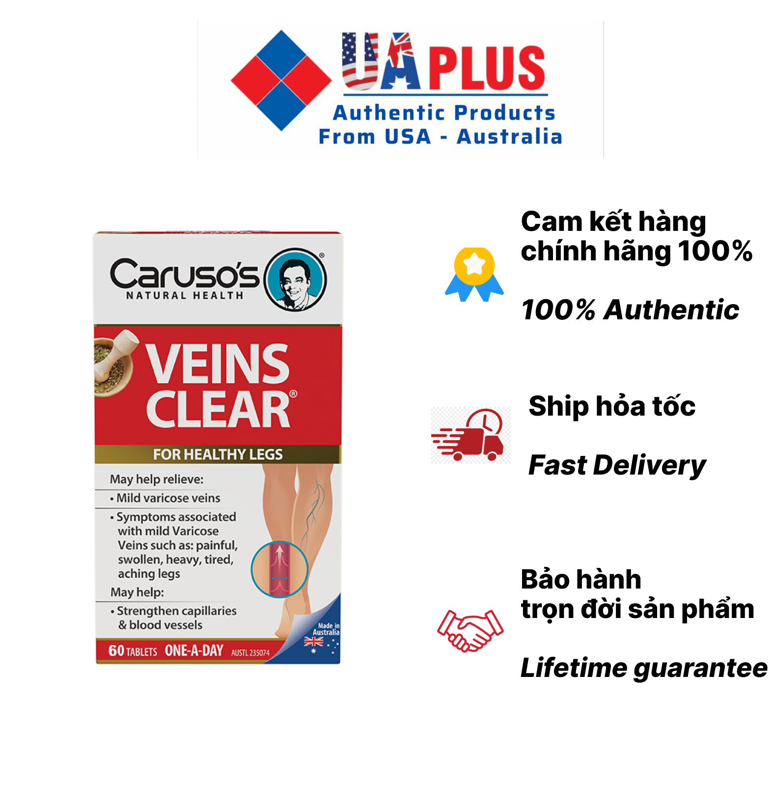 Viên uống cho người giãn tĩnh mạch Caruso’s vein clear 60 viên | Lazada.vn