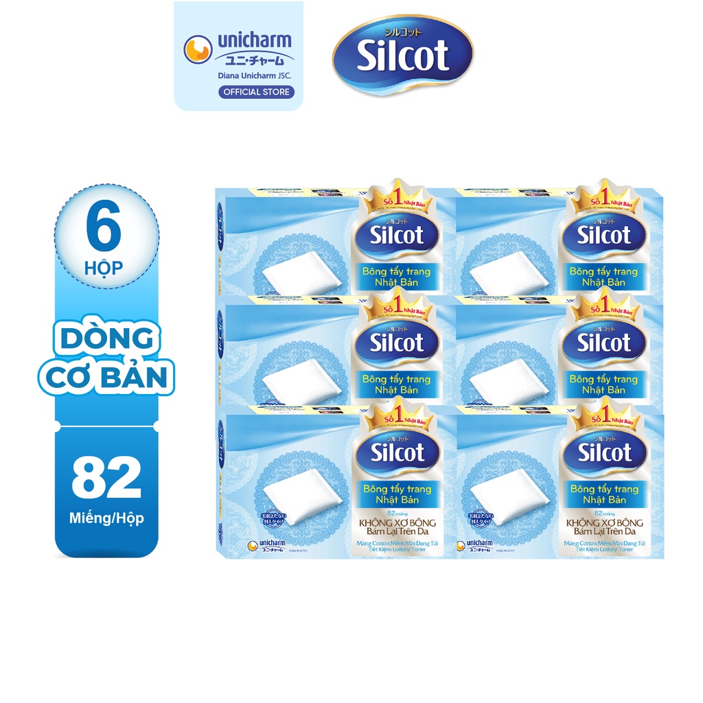 Combo 6 hộp Bông trang điểm Silcot 82 miếng/hộp