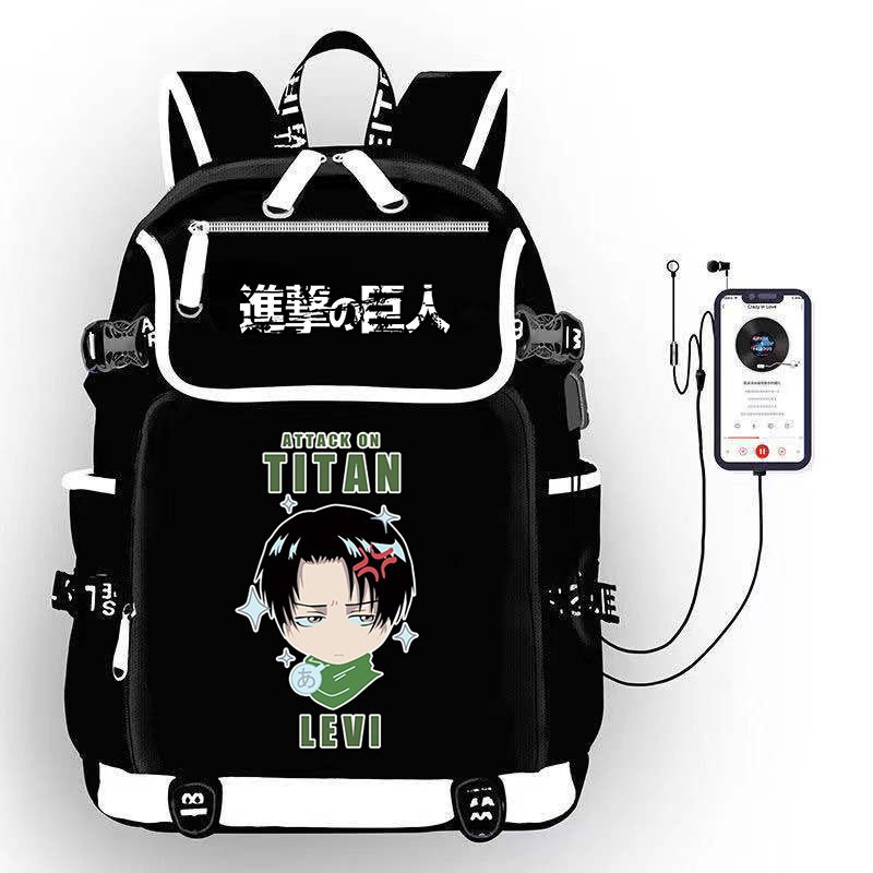 Balo nắp ngang in hình ATTACK ON TITAN ĐẠI CHIẾN TITAN thiết kế thông minh đi học anime chibi nhiều mẫu
