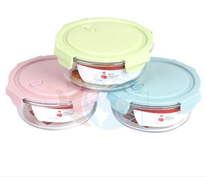 Hộp thủy tinh cao cấp tròn 400ml-620ml-900ml - thố lạnh tròn thủy tinh cao cấp nhiều màu sang trọng