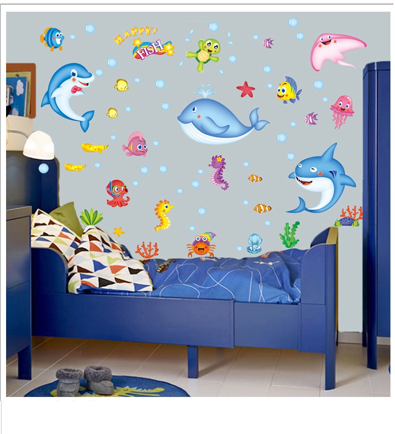 TRANH CÁC LOẠI CÁ ĐẠI DƯƠNG CHO BÉ - Decal dán tường