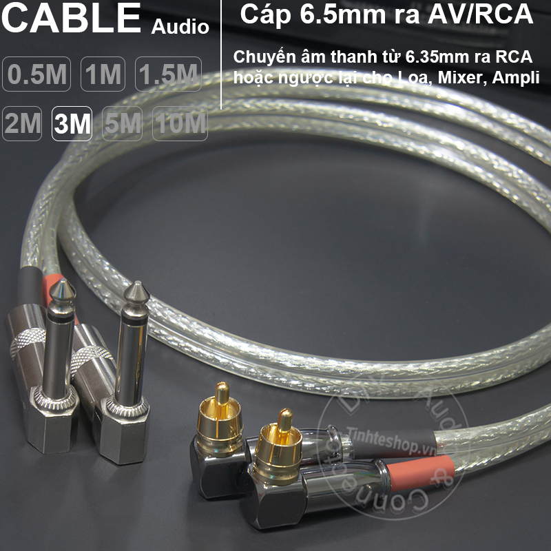 RCA to 6.5mm 2 wire DIY 0.5M to 5M