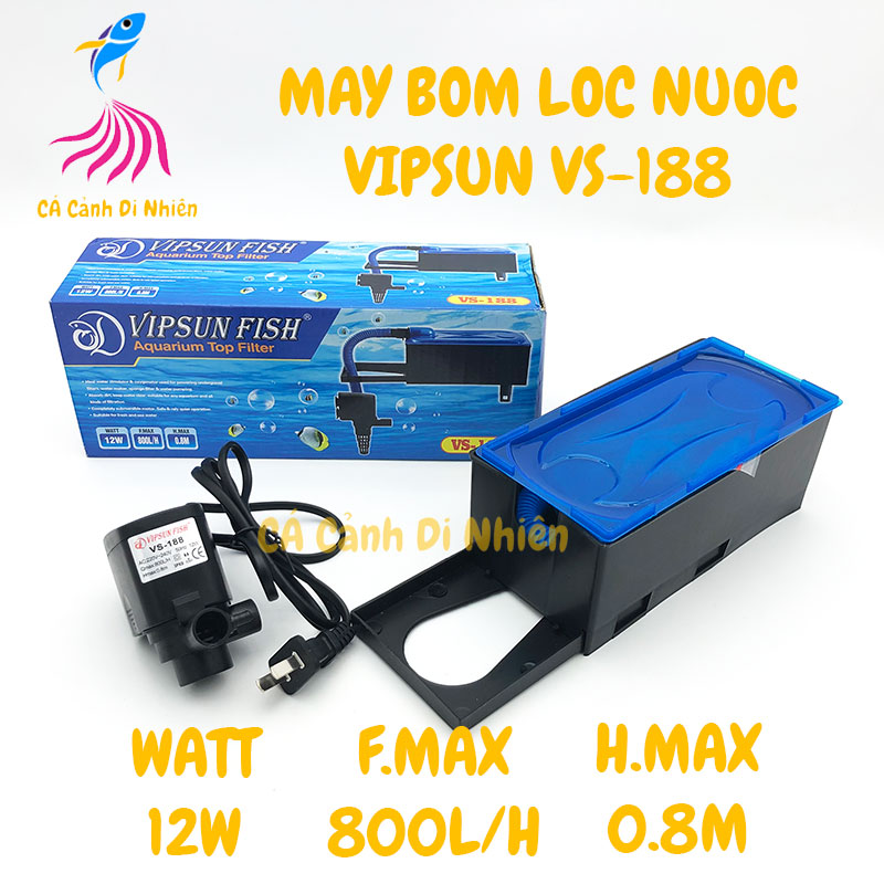 Bộ máy bơm + hộp lọc nước VIPSUN VS-188 cho hồ cá cảnhko kèm bông lọc