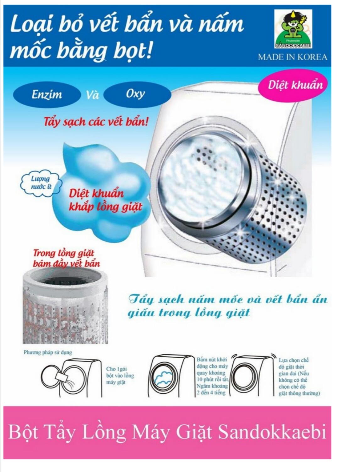 3 Gói Bột Tẩy Vệ Sinh Lồng Máy Giặt Hàn Quốc